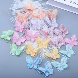 20pcs/lot Embroidery Butterfly Patches for Clothing, Blue Flower Patches for Bags, Decorative Applique, Sew On, DIY Fashion