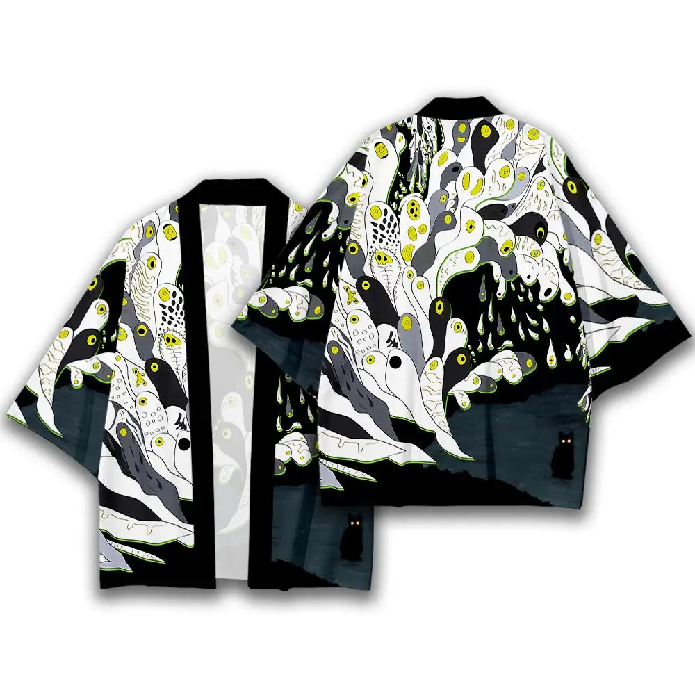 

Japanese Kimono Cardigan Dragon Pattern Feather Woven Yukata Jacket Harajuku Style Men And Women Asian Traditional Clothing