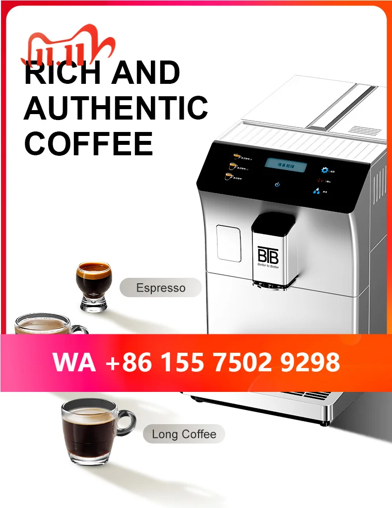 Automatic Espresso Coffee Maker Brew System Stainless Steel Housing 20 Bars Pressure /US 12-Cup Capacity Energy Efficient