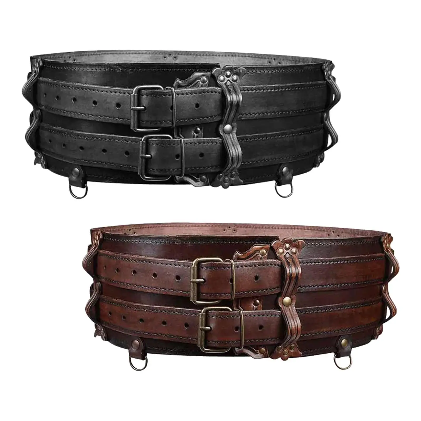 Medieval Wide Waist Belt PU Leather for Theme Party Dressing up Role Play