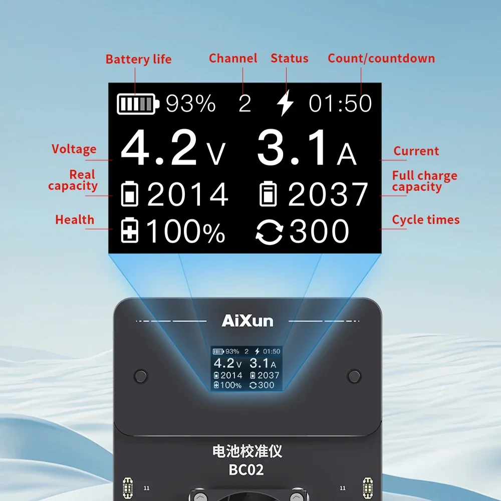 เครื่องสอบเทียบแบตเตอรี่ BC02 jcid aixun JC แบตเตอรี่ Apple การปรับเทียบสุขภาพสำหรับ iPhone 11 12 13 14 PRO MAX Series เครื่องมือซ่อมแซมแบตเตอรี่