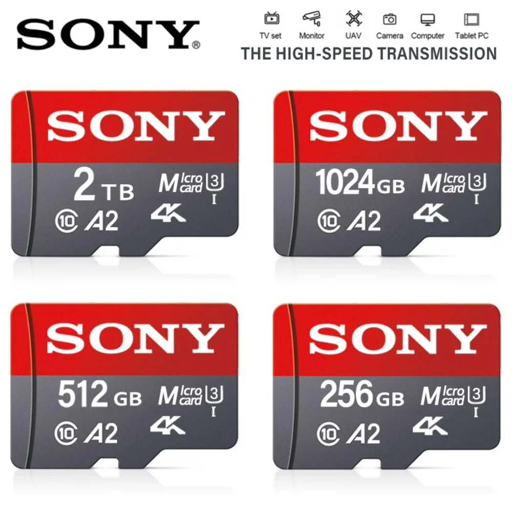 SONY New Microsd 2TB 128GB 64GB 256GB 512GB 1TB A2 U3 Micro SD Card SD TF Flash Card Memory Card Class 10 for Phone Camera