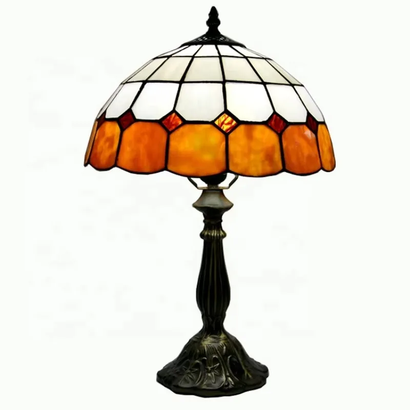 

High-end quality 12-inch creative simplicity, style plaid pattern stained glass desk lamp art decorative lamp