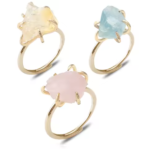 3pcs/set of crystal rings for women adjustable natural stone rings, amethyst silver party jewelry, opal jewelry, gift ring