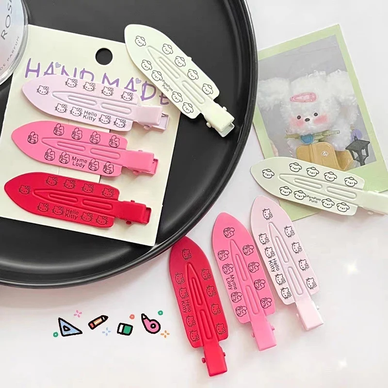 Kawaii Sanrio grampo de cabelo para mulheres, clipe lateral, desenhos animados Hello Kitty, doces acessórios para cabelos quebrados, Hello Kitty Gift, 2pcs