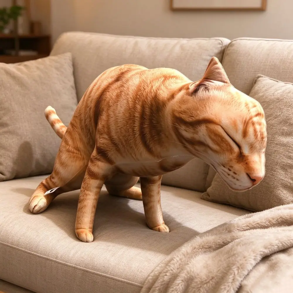 Funny Simulation Cat Plush Toy Realistic Stuffed Animal Stuffed Cat Doll Gag Prank Weird Animal Pillow Toy Kids Toy