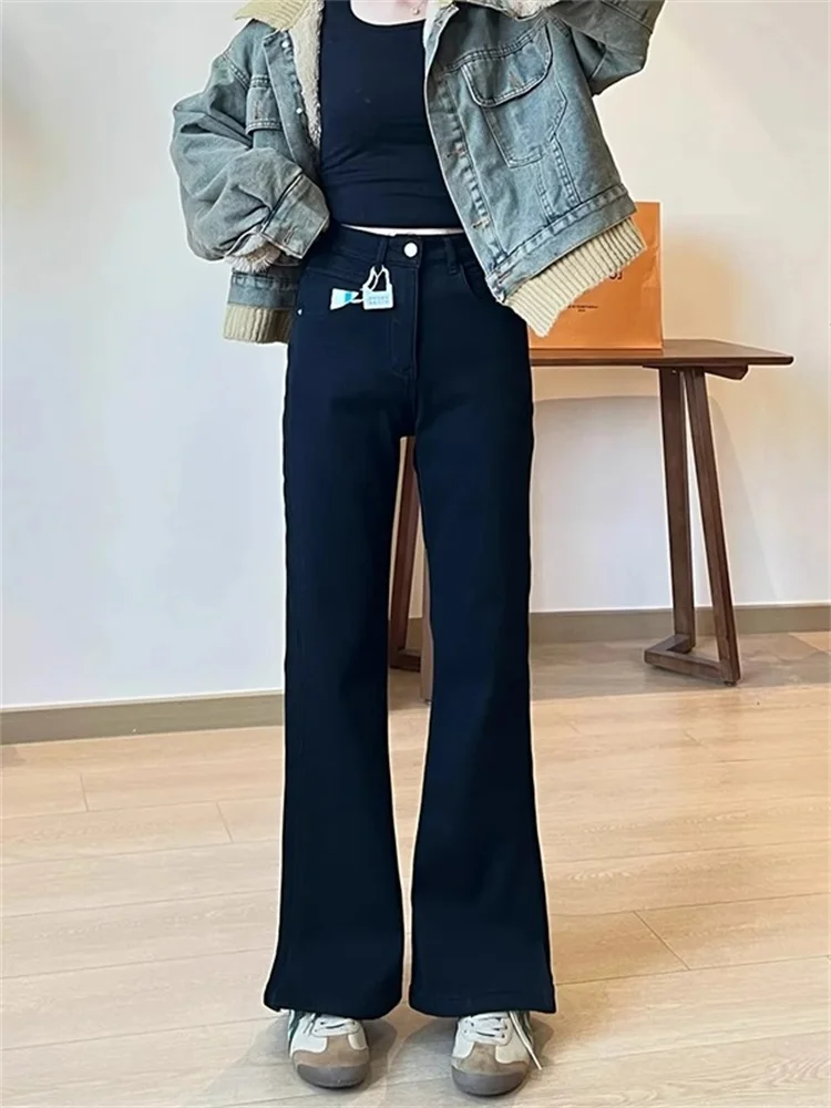 

Slim Fit High Waist Denim Jeans Women's Summer New Large Size Elastic Bell Bot Pants Slimming ort plus Size Flared Jeans