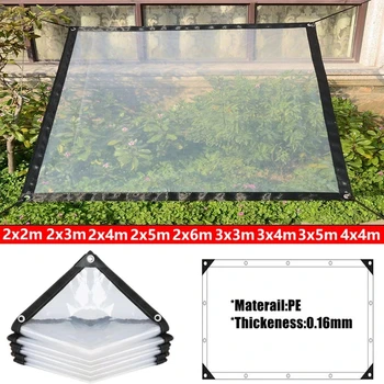 Transparent Outdoor Tarpaulin 0.16mm PE Rainproof Garden Plant Cover Gazebo Pergola Canopy Dog Pet Window Windproof Awning