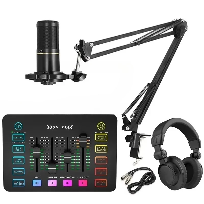 ZX230 Live Stream Sound Card Condenser Microphone Broadcast Kit Recording Singing Gaming Mobile m Audio K300 K1 Live Sound Card