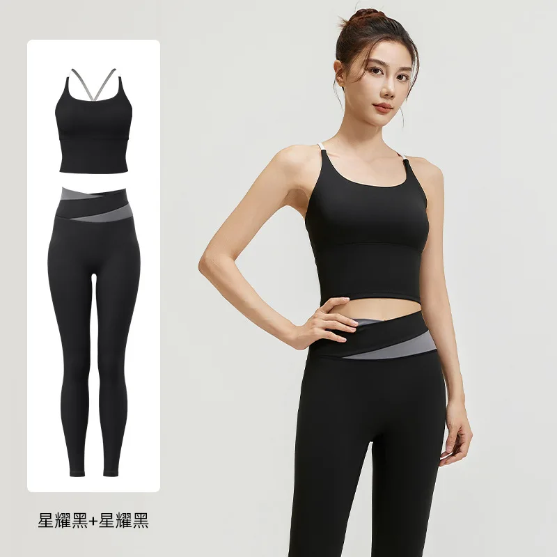 UNI UNI-Conjunto de chaleco deportivo para Yoga para mujer, traje deportivo para correr con almohadilla en el pecho, pantalones de Yoga con tirantes, ropa de Fitness