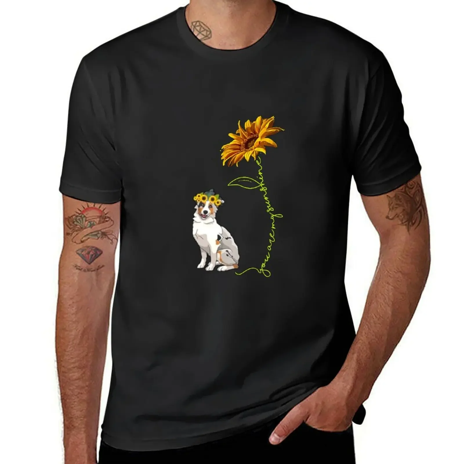 

You Are My Sunshine Australian Shepherd t shirt, Sunflower a T-Shirt anime stuff blacks oversized t shirts for men