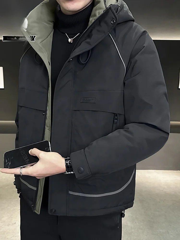 

Мужская зимняя куртка-пуховик Workwear: новая, ветрозащитная, с капюшоном, теплая, из полиэстера, повседневная верхняя одежда