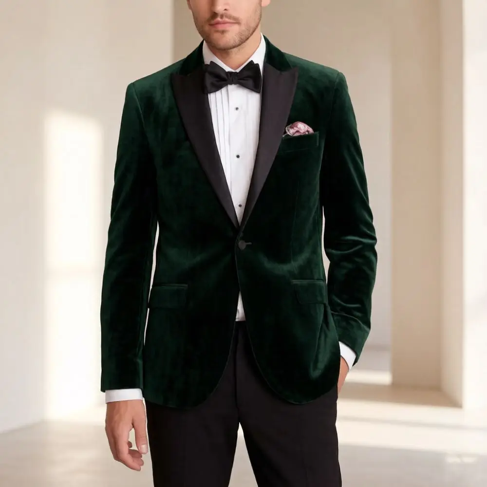 Velvet Formal Suits for Men Slim Fit 2 Pieces Formal Wedding Suits Mix Match Stitching Elegant Prom Party Reception Wear