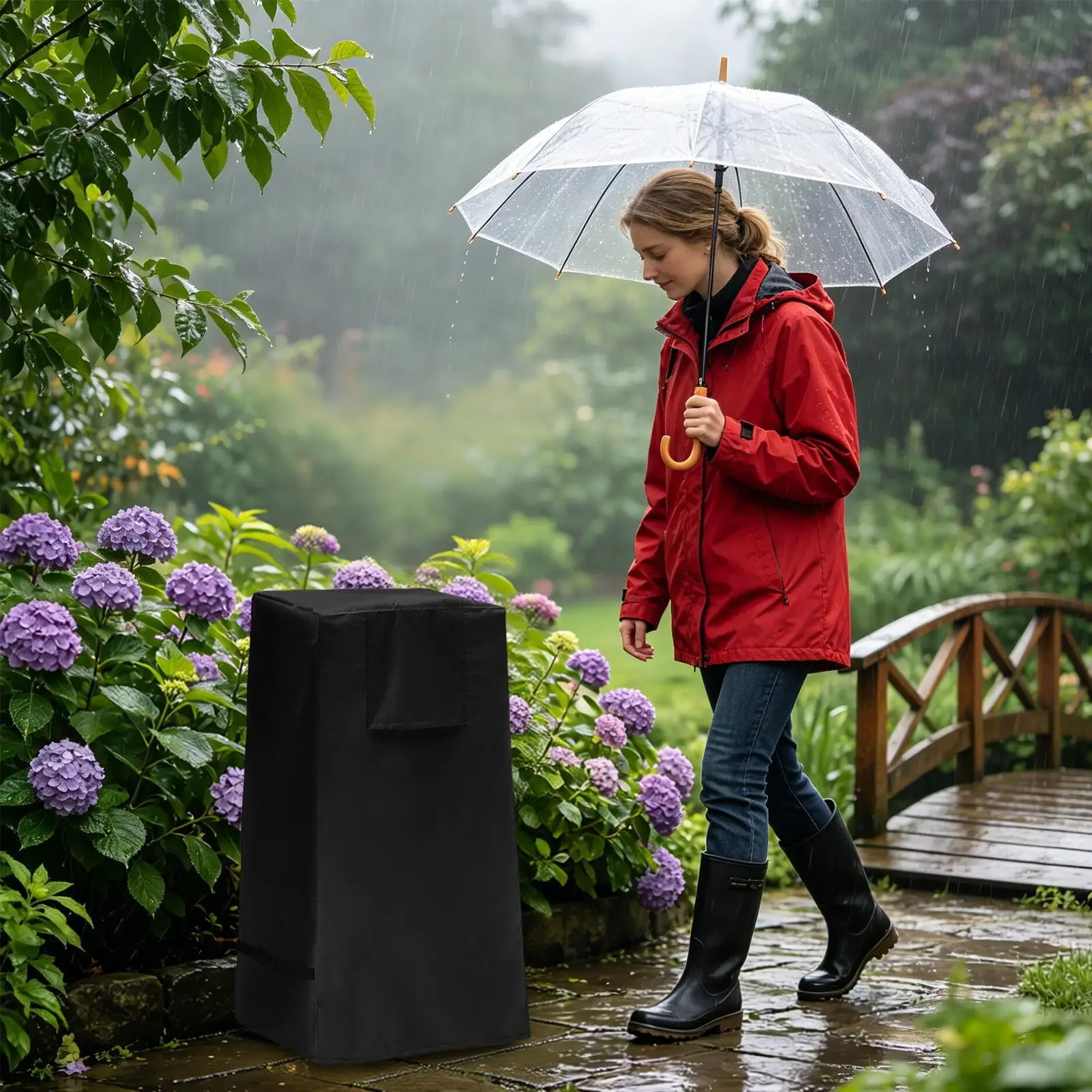 Fountain Cover Outdoor Waterproof Cascading Bowl Dustproof Protector Rainproof Fountain Cover For Garden Backyard Lawn Patio