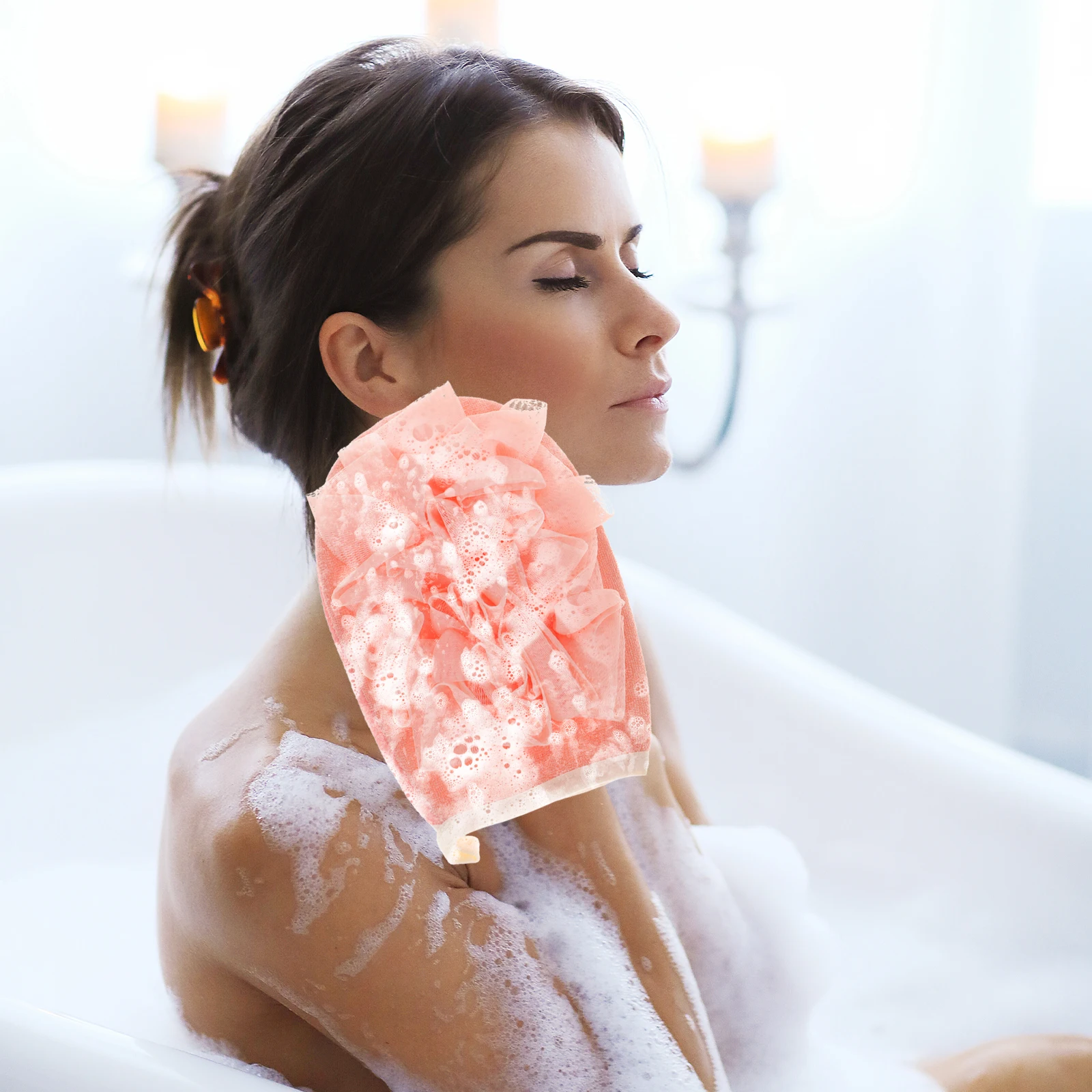 

2Pcs Bath Shower Gloves Reusable Exfoliating Skin Cleaning Scrubber Body Exfoliating Gloves For Bathing Back Rubber Bathing