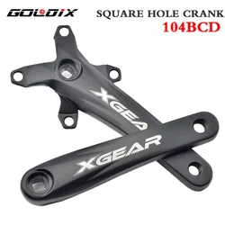 GOLDIX Bicycle Crankset 104BCD Mountain Bike Square Hole Crank Aluminum Alloy Crank 170mm Black 32T 34T 36T 38T 40T 42T