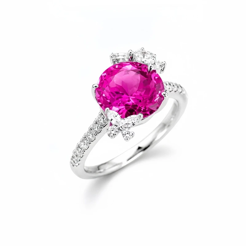 Cameo S925 Silver White Gold Plated Rings Dragon Fruit Purple Pink Fashionable Sweet Gorgeous Women's Ring