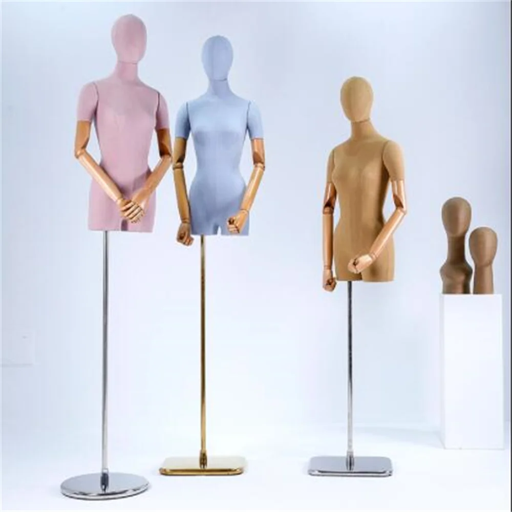 Wooden Female Male Hand Art Mannequins, No Body with Base, Child Arm Accessories for Cloth Model, Props Display, E152, 52cm,