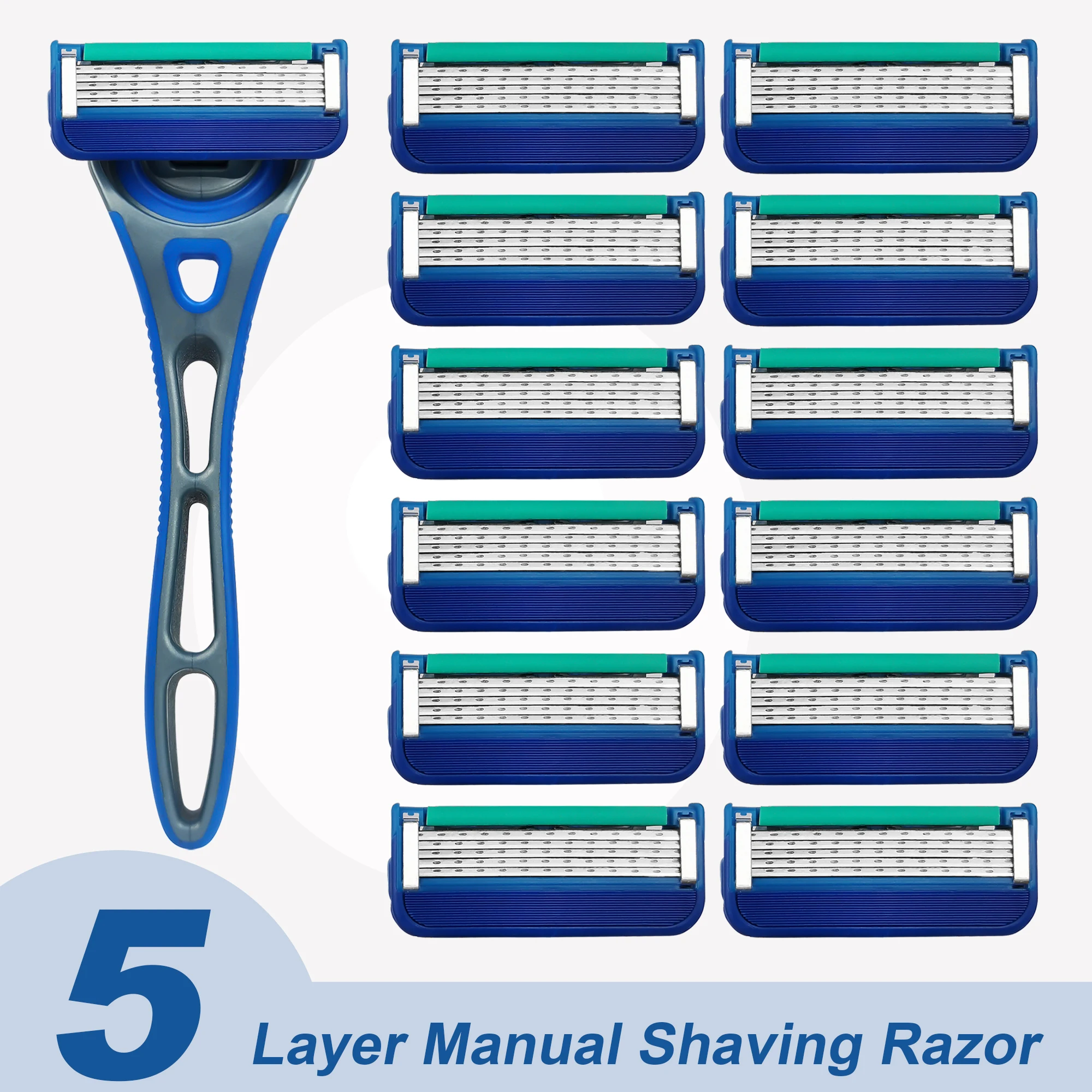 5 Layers Stainless Steel Manual Razor for Men, Safety Shaving Tool Classic Barber Razor, Close Shave Smooth Skin Care