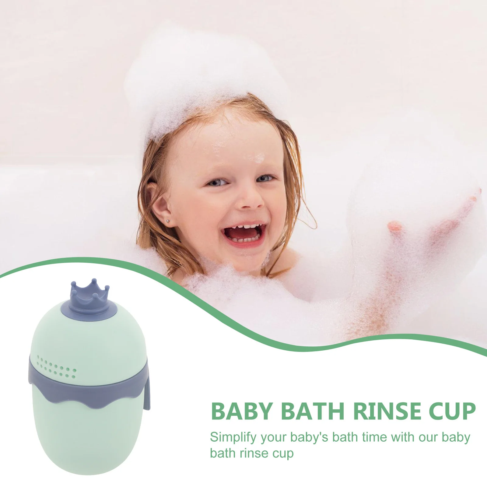 ถ้วยล้างผมเด็ก ลายมงกุฎน่ารัก ป้องกันการรั่วซึม สำหรับอาบน้ำ ล้างแชมพู ถ้วยตักน้ำสำหรับอาบน้ำเด็กแรกเกิด