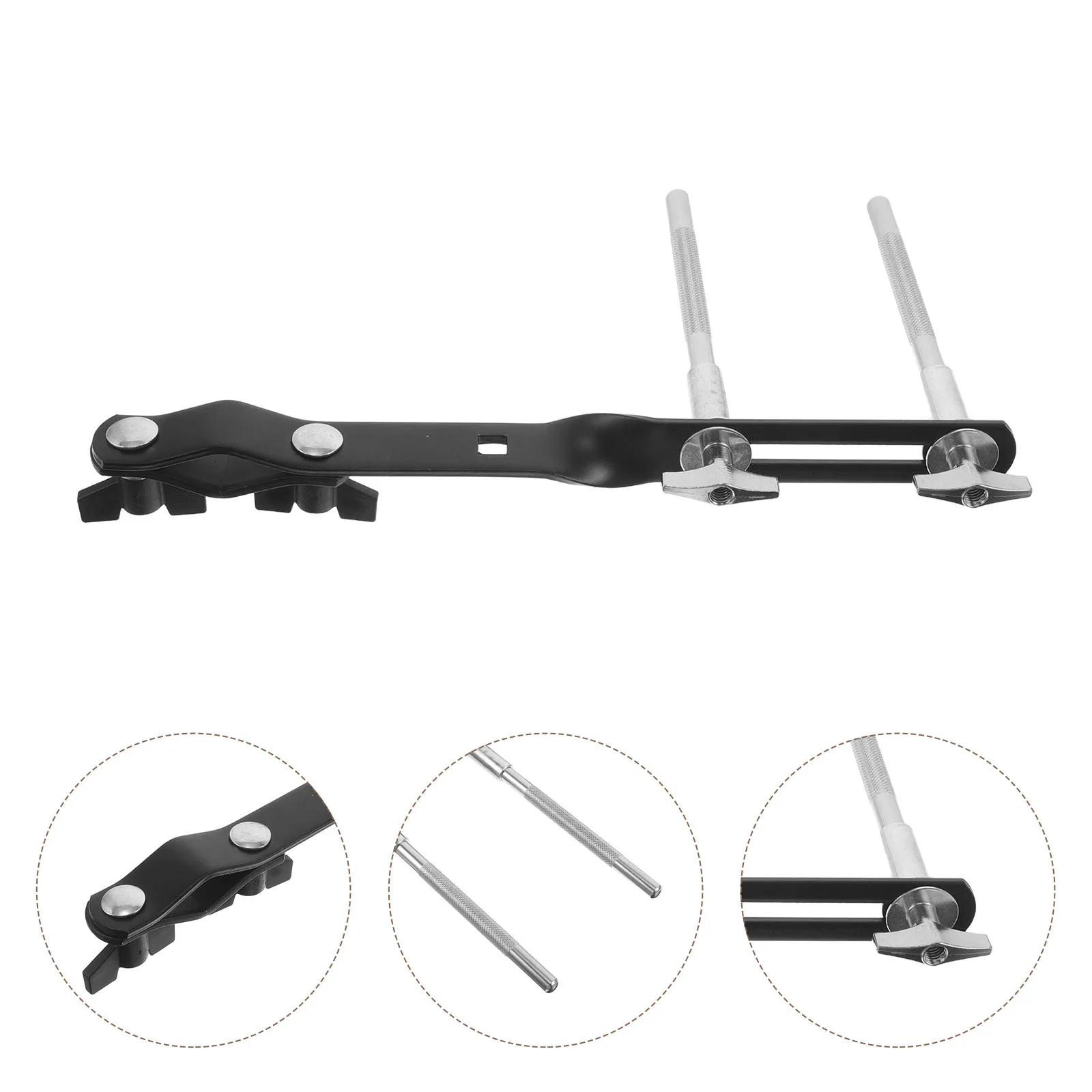 1 Juego de soporte de montaje de cencerro de percusión, soporte de abrazadera de tambor de brazo doblado para barra de vaca, soporte de platillos, expansión y estante de tambor