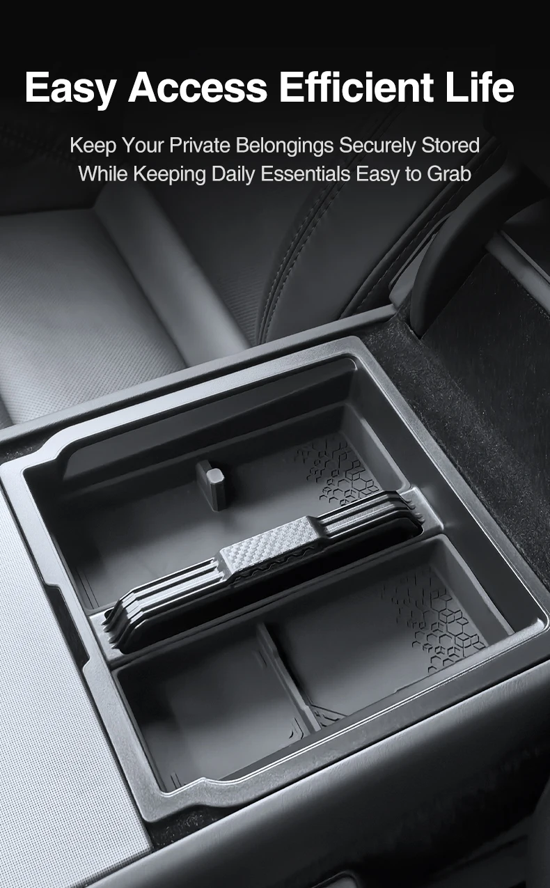 Heenvn Für Tesla Model Y Juniper 2025 2026 Model YL Auto Mittelkonsole Armlehne Doppelschichtige Aufbewahrungsbox Getränkehalter-Organizer – Detail 5