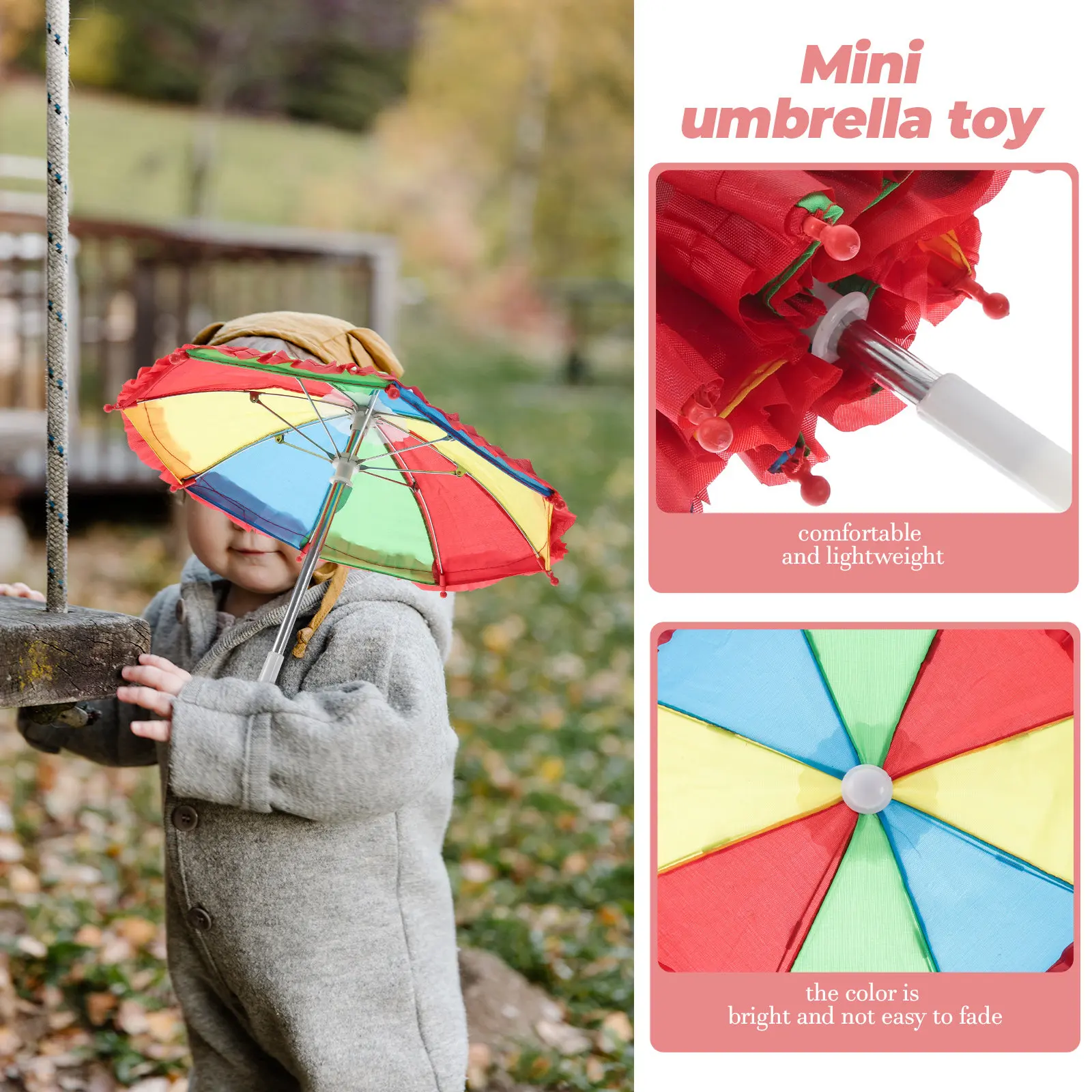 

5Pcs Children Play Mini Umbrellas Colorful Lightweight Sturdy Mini Umbrella House Accessories Decorative Party Photo Props