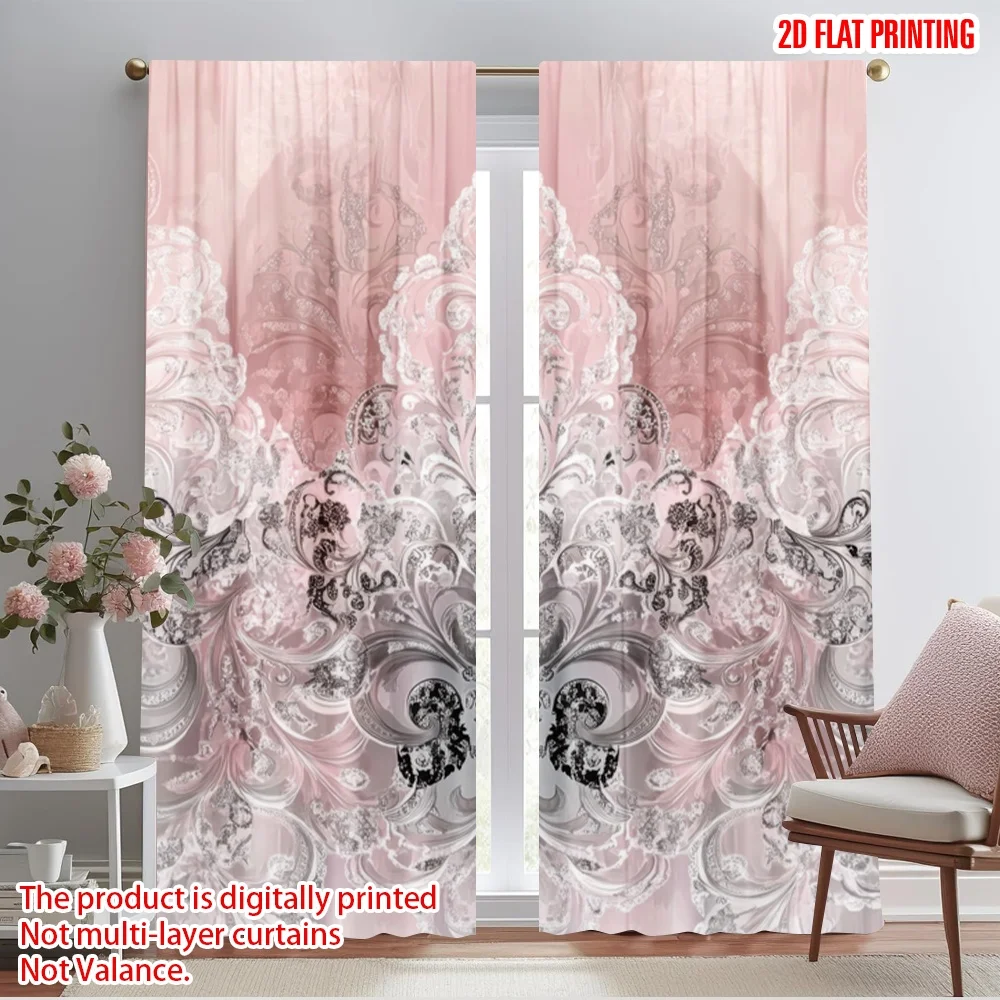 2pcs,2D plane printing Curtains Digital Printed Ornate Elegance Versatile Durable Polyester (without rod) Festive Perfect for