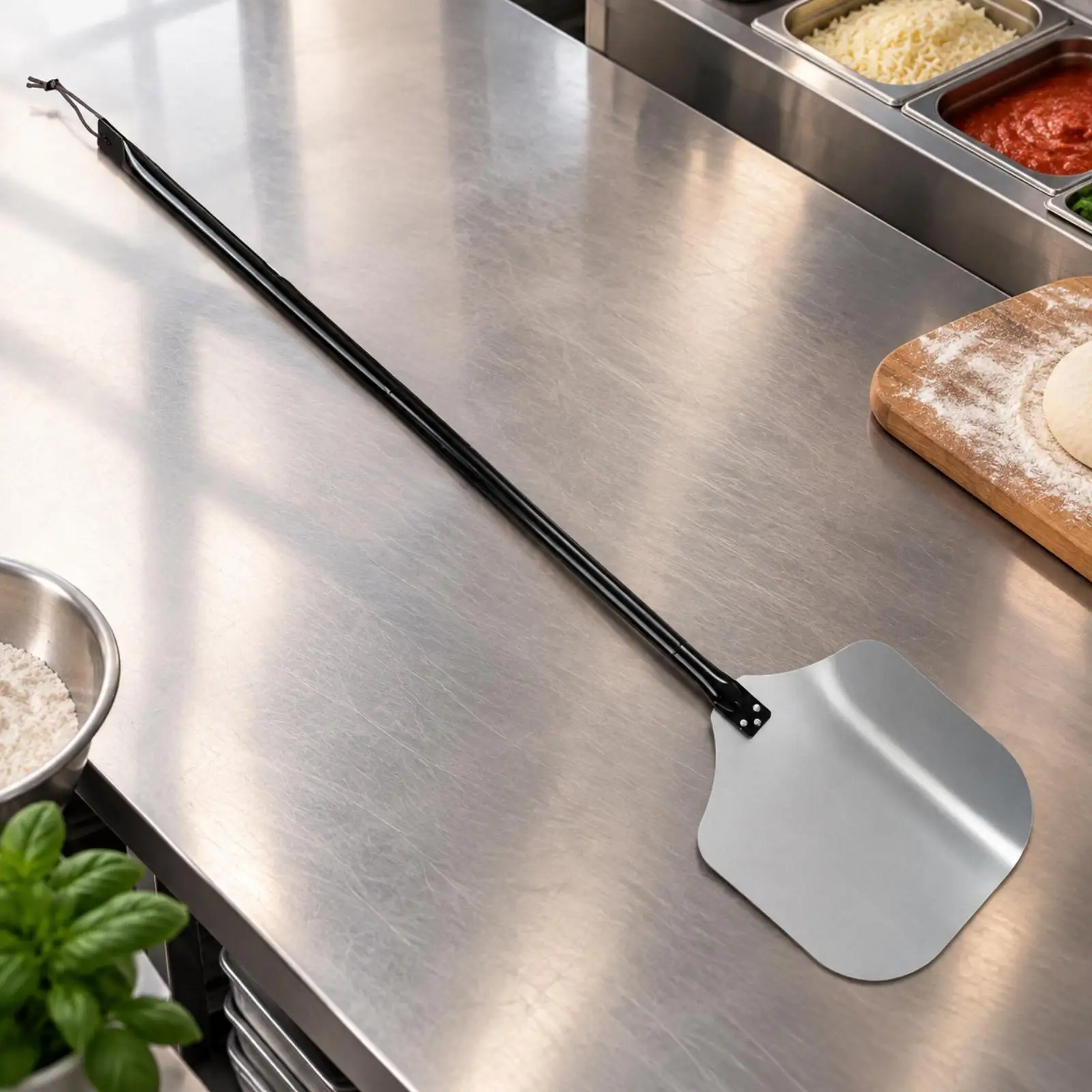 Pizza Oven Spatula Aluminum Paddle Removable Handle for Safe Hot Pan Pizza Transfer