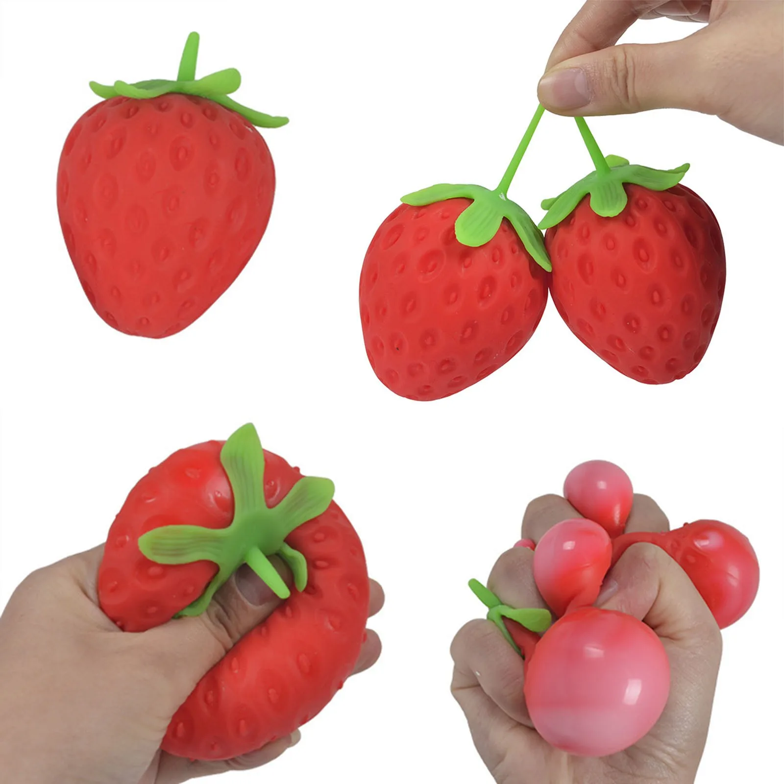 Simulated Strawberry Release Ball Decompression Fruit Ball Pinch Le Decompression Ball Children\'s Release Toy Party Small Gift