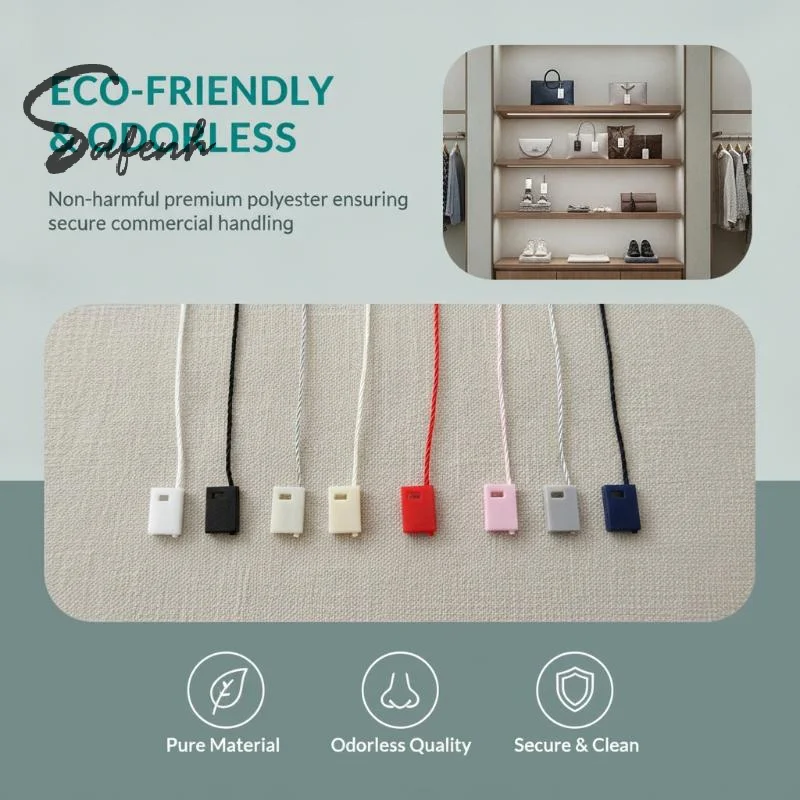 1000Pcs Garment Tag Strings Plastic Square Lock Hang Tag Fastener Durable Polyester Rope For Clothing Shoe Bag Label