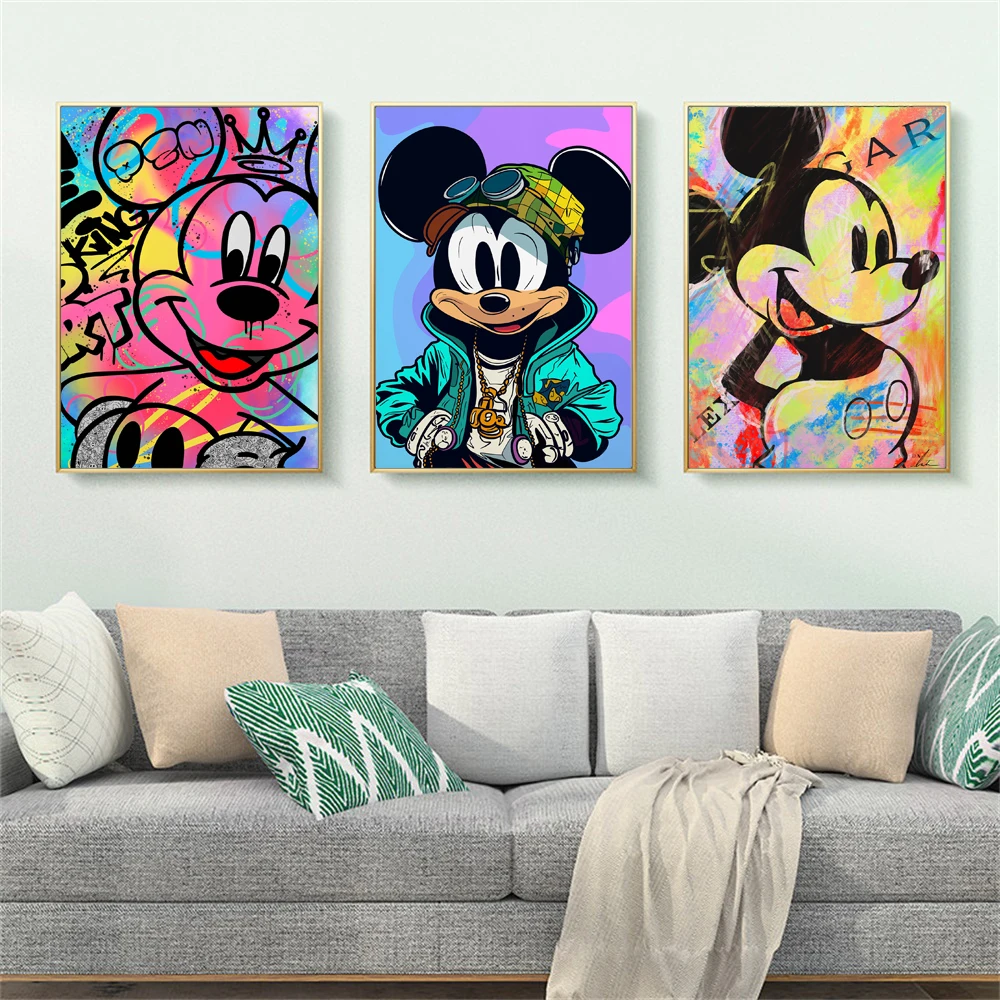 

Disney Mickey Mouse Fashion Poste Pop Wall Art Canvas Painting Fashion Pop Mickey Mouse Print Picture Bedroom Porch Decor