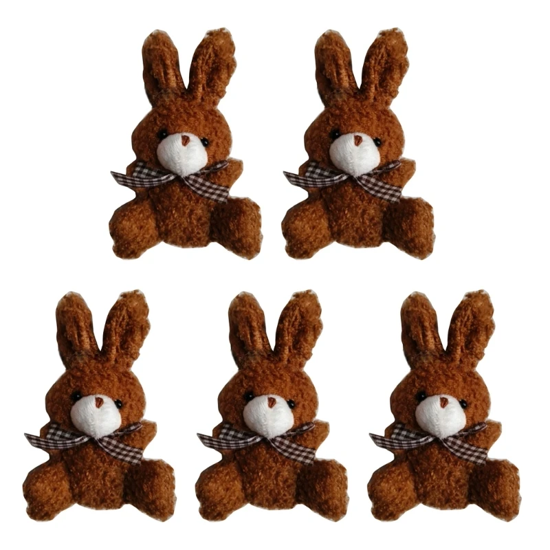 Plush Rabbit KeyChain Ornament Little Rabbit with Hanging-Hook for Bag Purse Backpack Stuffed Keyring 5PCS A2UB