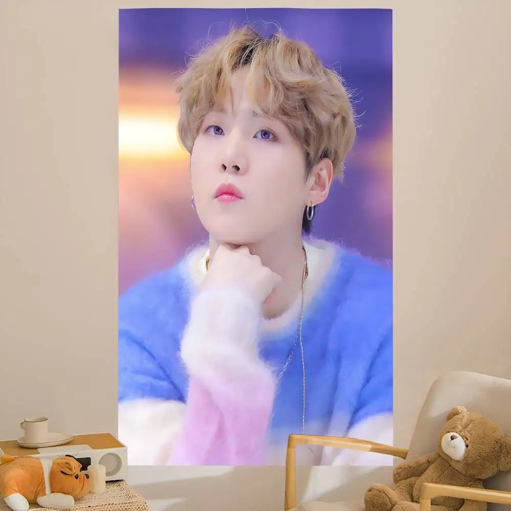 Singer A-Agust D S-SUGA Anime Tapestry Hippie Flower Wall Carpets Dorm Decor Cheap Hippie Wall Hanging