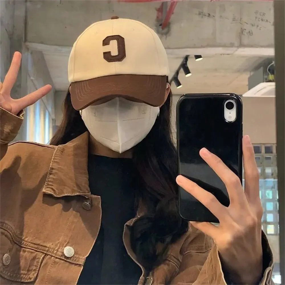 Cotton Baseball Cap for Women and Men Hat Fashion Letter C Patch Hat Summer Sun Visors Caps Color Block Design for Casual Wear