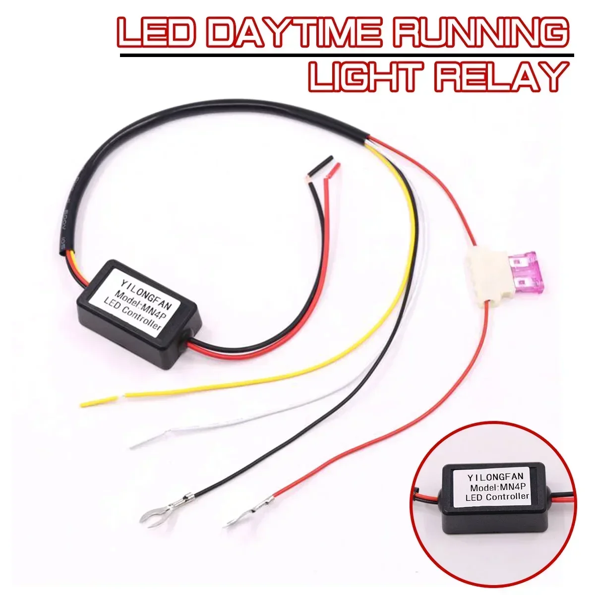 Universal Car 12-18V Fog Light Controller Auto LED Daytime Running Light Relay Harness DRL Controller Module Auto ON/OFF Dimmer