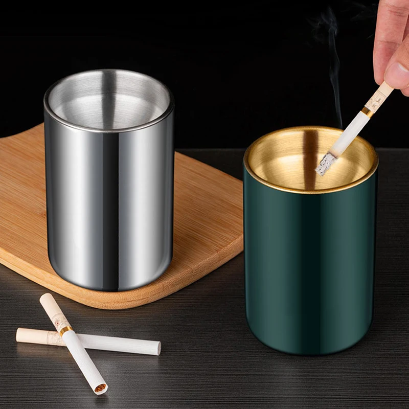 

Portable Detachable Ashtray Cigarette Smoking Ash Container Stainless Steel Anti-flying Ash Car Ashtray Smoking Home Accessories