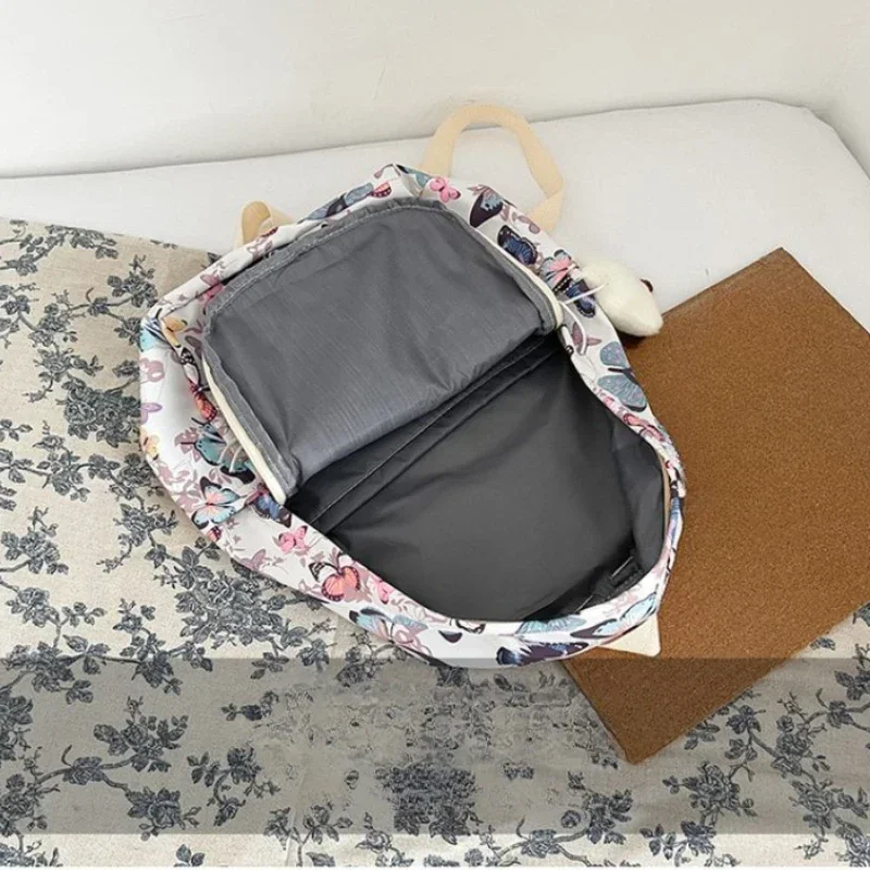 Sacos escolares casuais de grande capacidade para meninas, Saco de livro estudantil, Mochila Organizadora de Papelaria, Sacos De Armazenamento Escolar Borboleta Coreana