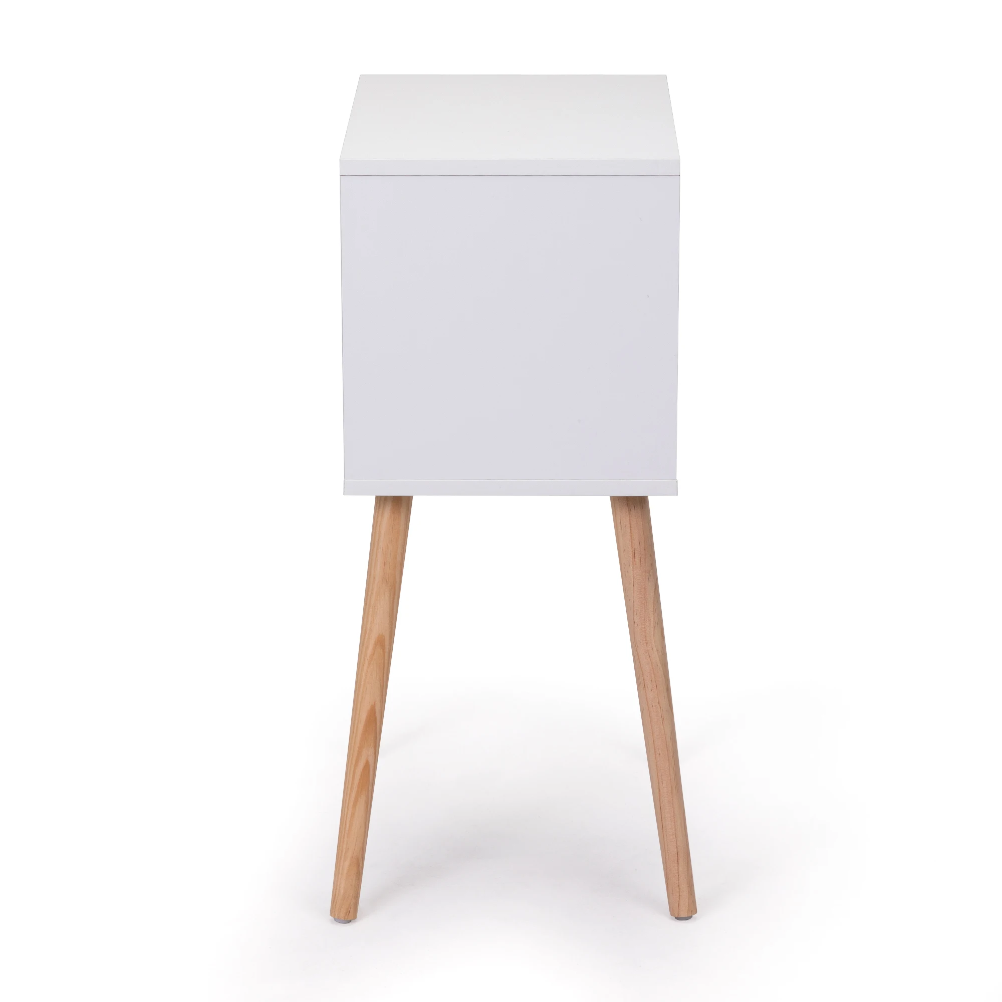 Two bedside tables with two drawers and solid wood legs, side table, bedroom, living room bedside furniture and white walnut.