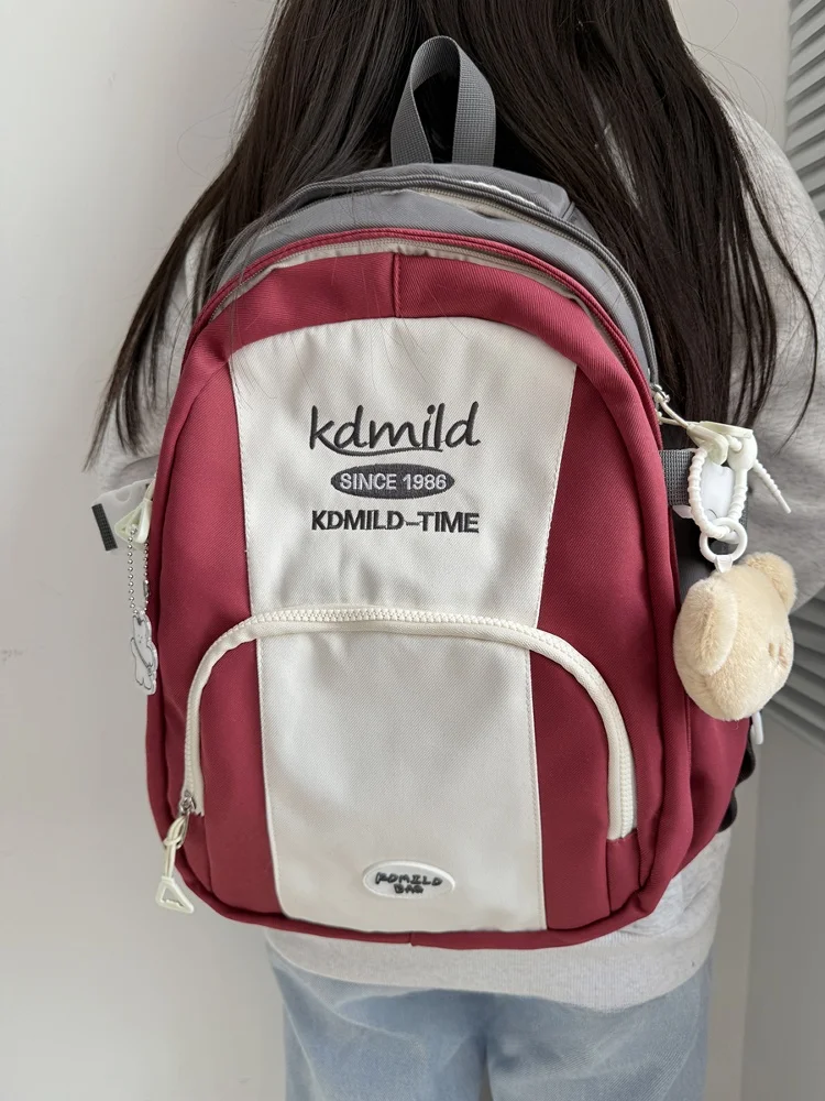 Large Capaci Bapa for Women College Students Japanese Sle Retro Color Blo Middle School Versatile Double oulder Bag