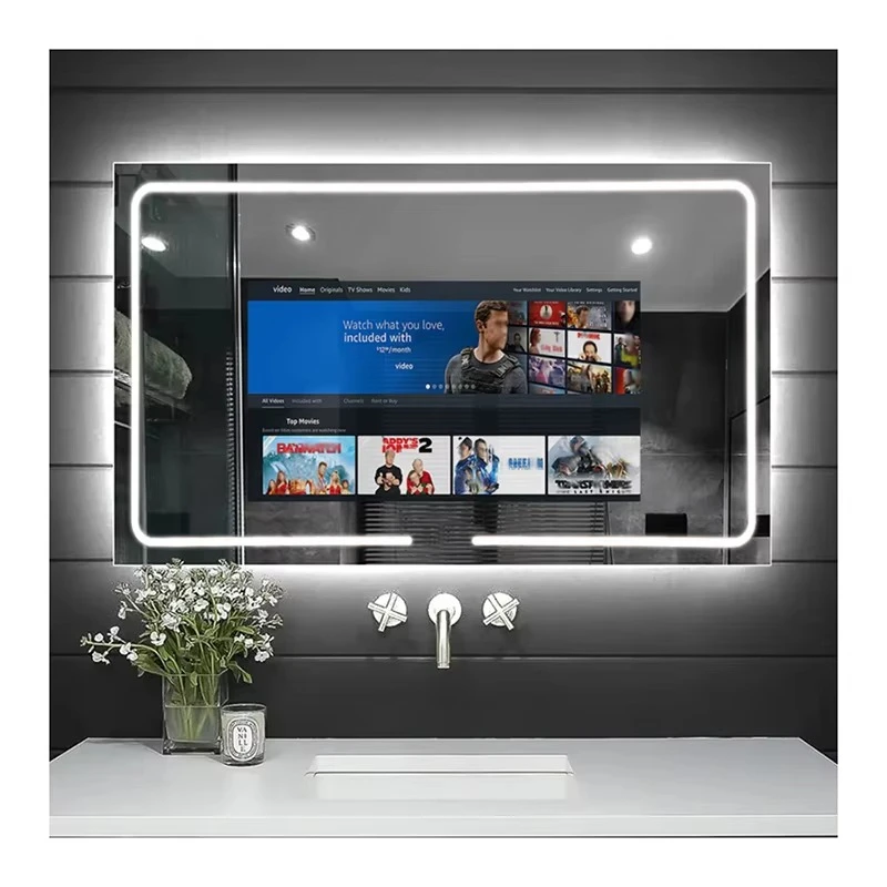 Factory 21.5 Inch Touchscreen Front-lit Smart Bathroom Mirror TV 1200*800mm with Wifi Android Smart Mirror LED Light TV Mirror