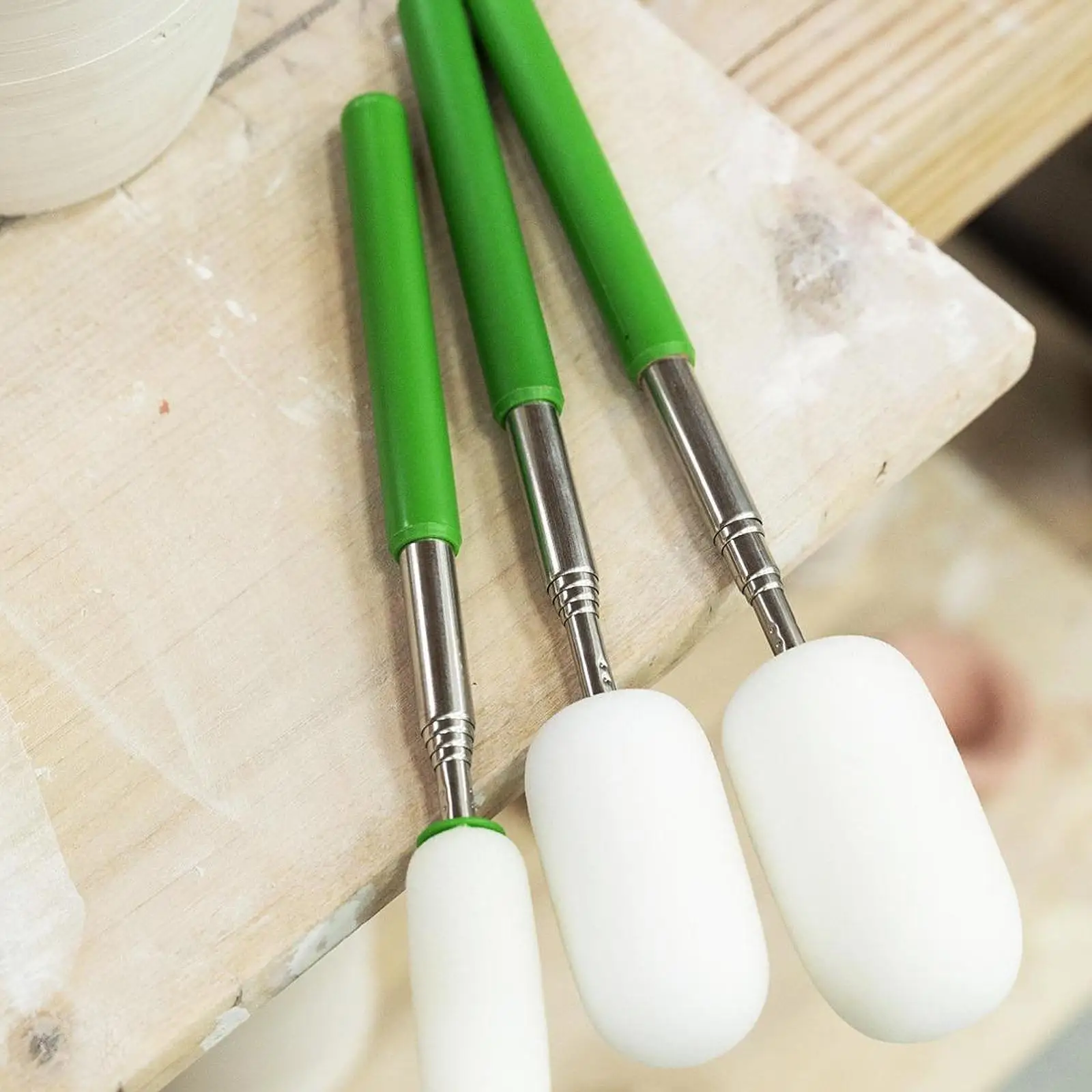 Clay Throwing Tool Telescoping Shaping Stick Detachable Water Absorbing Sponge Rod for Pottery Making Cleaning