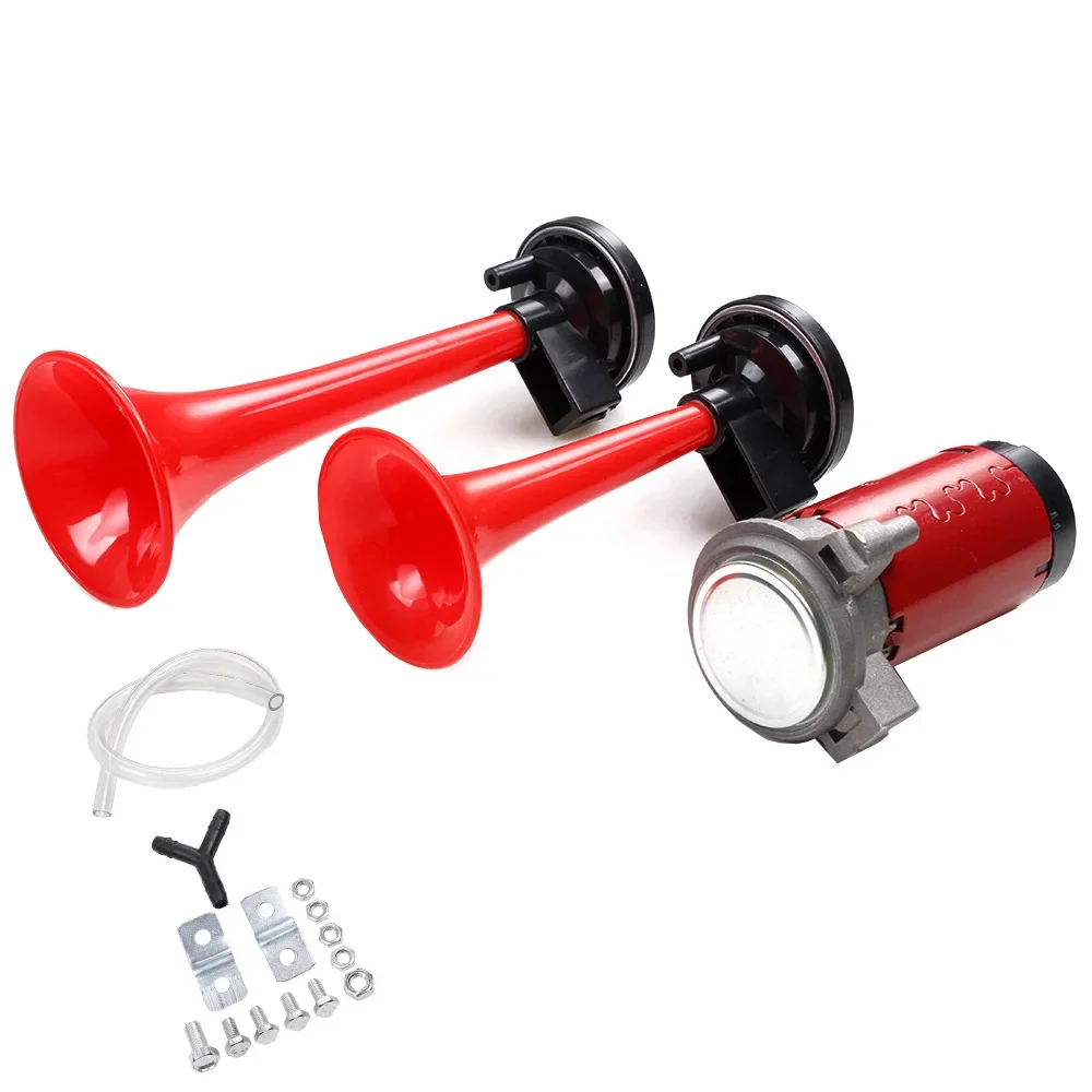 12V 135dB Loud Dual Tone Car Air Horn Set Trumpet Compressor  for Auto Automobile Motorcycle Boat Truck