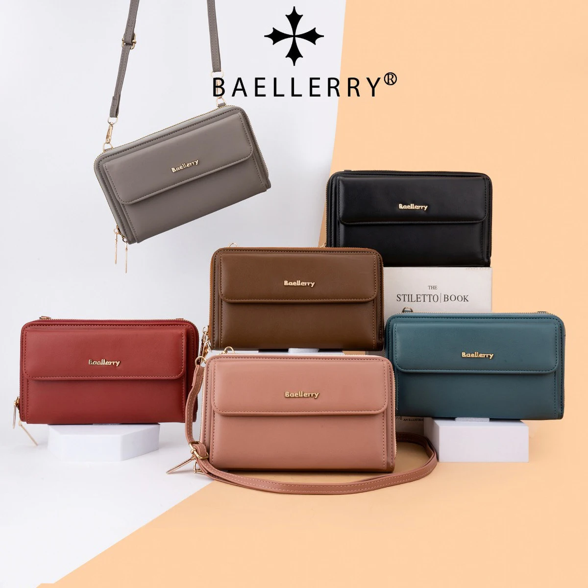

Baellerry 2025 New Women's Crossbody Bag Touch Screen Phone Pocket Multiple Card Slots Zipper Closure RFID Blocking Anti-Theft