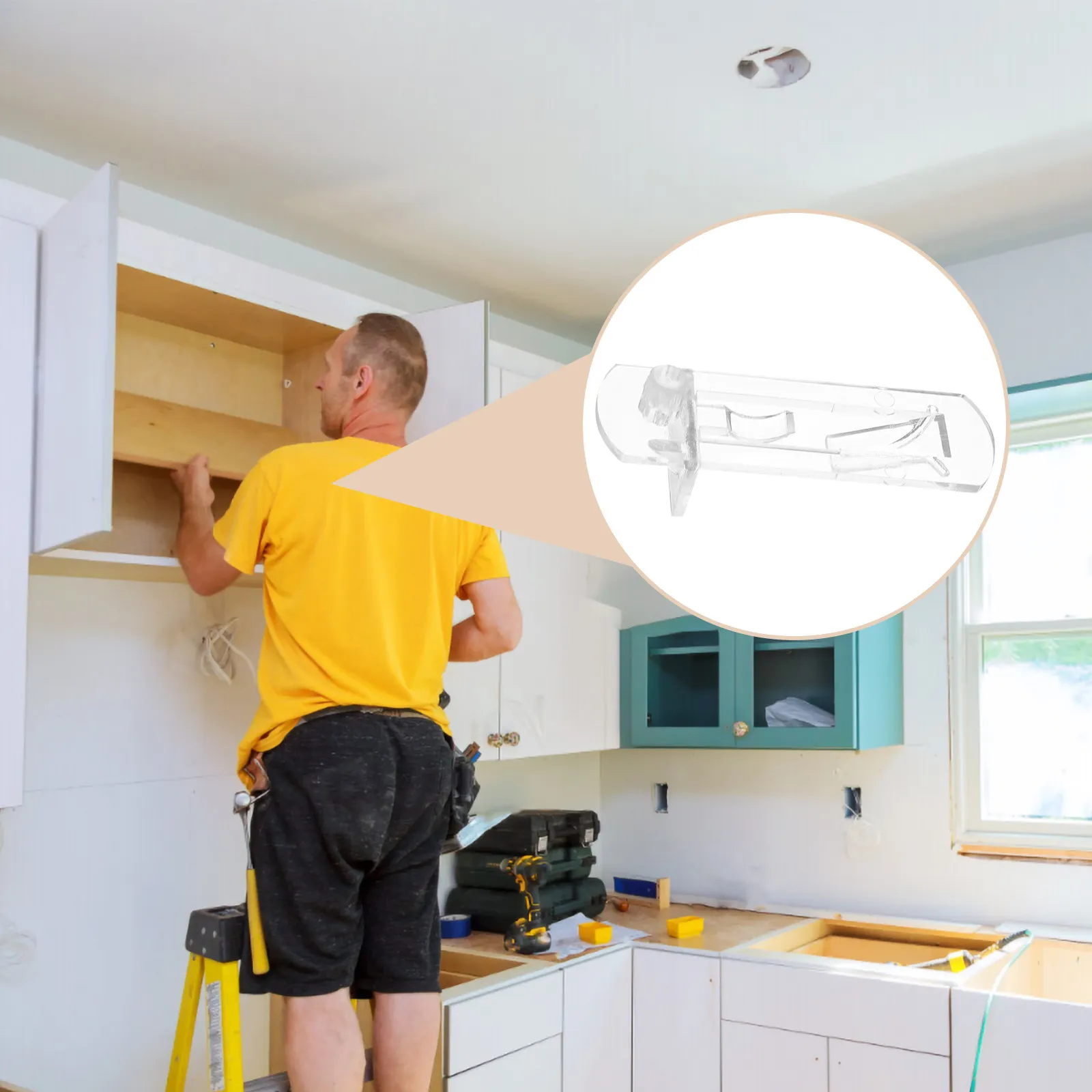 30Pcs Layer Board Support Pegs Locking Transparent Cabinet Shelf Clips Plastic Shelf Holders for Kitchen Cabinet Storage
