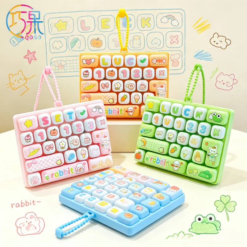 Creative decompression fun rabbit cat dog frog cute pet printing 26 key keyboard keychain exquisite bag pendant gift for friends