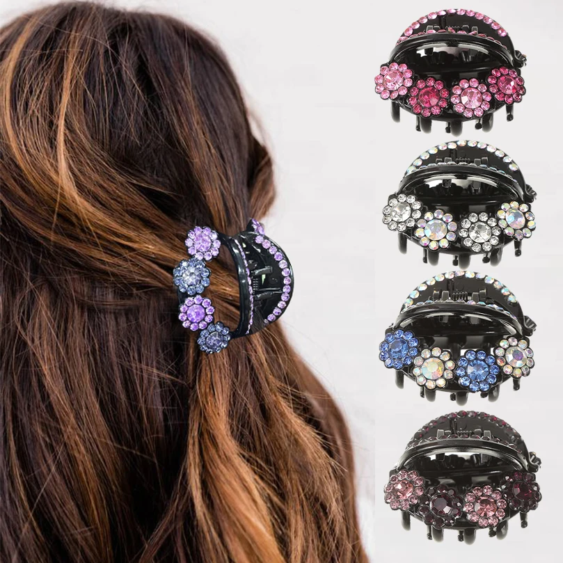 AWAYTR Rhinestone Hair Claw for Women Crab Clip Hairpin Crystal Hair Accessories Shiny Barrette Headband Jewelry Gifts