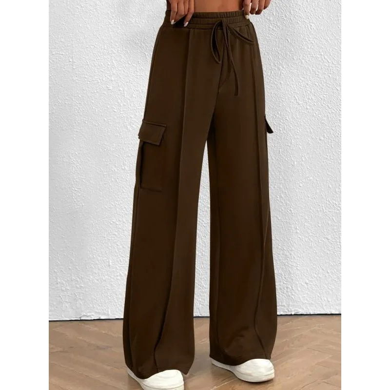 Plus Size Women's Running Sports Pants Loose Wide Leg Casual Pants Casual Exercise Jogging Pants With Pockets