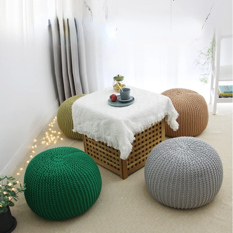 

Stool Hand-woven Pier Stool Household Low Stool Solid Color Butt Pad Particle Pressure Ground Cushion Removable and Washable