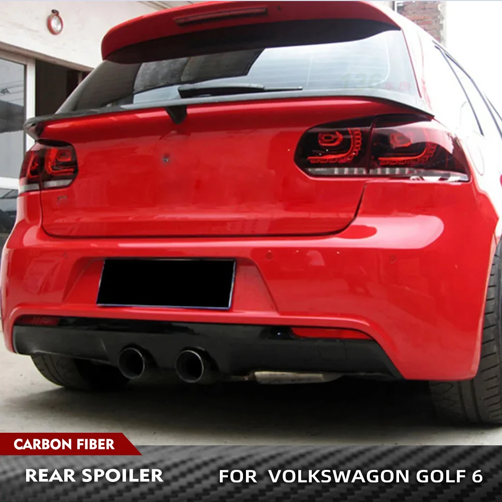 

Car Rear Racing Spoiler Middle Spoiler for Volkswagen VW Golf 6 VI MK6 GTI R20 2010-2013 Real Carbon Fiber Car Rear Boot Wing